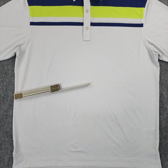 Footjoy Shirt Mens 2XL White Color Striped Polo Performance Golf Glasgow Hills - Picture 12 of 16